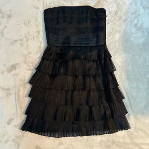 White House Black Market Black Pleated Layered Strapless Short Formal Dress